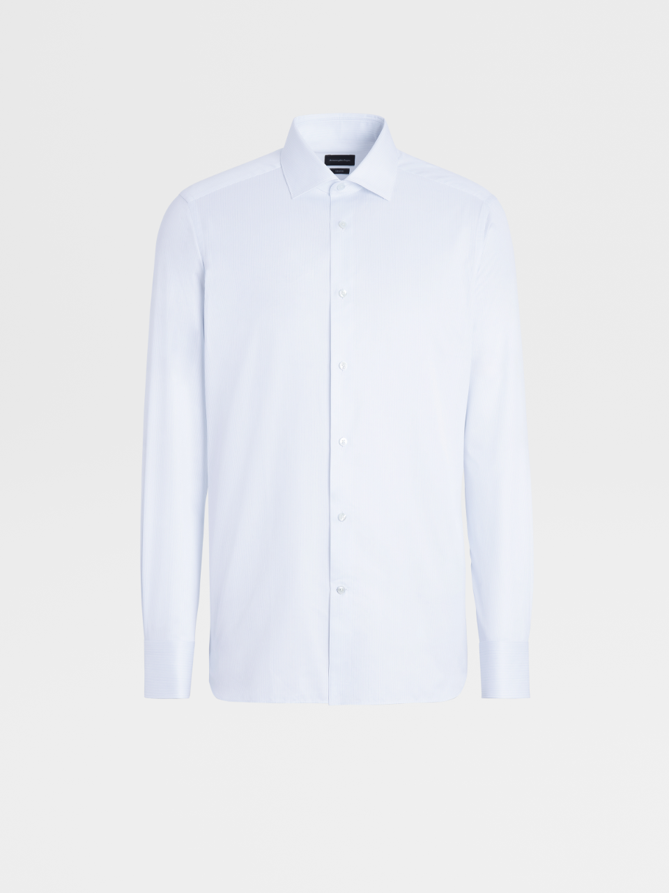 浅蓝色细条纹Trofeo™棉质精裁衬衫，Milano合身版型